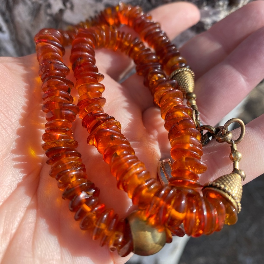 Baltic Amber And Brass Necklace